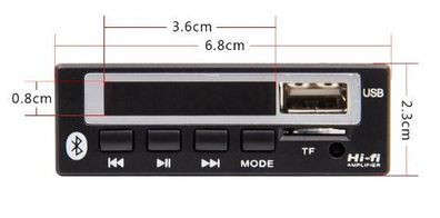 Bluetooth 5.0 MP3 WMA WAV Decoder Board 5V to 12V, Audio Module Color Screen USB TF FM Radio For Car or... new.
