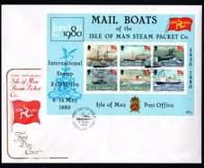 1980 Isle of Man The 150th Anniversary of "Isle of Man Steam Packet Company" Stamp Miniature Sheet First Day Cover (FDC)