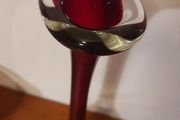 Fabulous Vintage Retro Mid-Century-Modern Swedish Art Glass Hand-Blown Tall Red Jack in the Pulpit or Bone Vase with a Clear Glass Weighted Foot, with Controlled Bubbles, by Aseda Glasbruk, Sweden, circa 1960