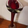 Fabulous Vintage Retro Mid-Century-Modern Swedish Art Glass Hand-Blown Tall Red Jack in the Pulpit or Bone Vase with a Clear Glass Weighted Foot, with Controlled Bubbles, by Aseda Glasbruk, Sweden, circa 1960 Image 5