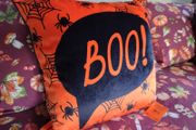 Bedlam Brand Boo Halloween Cushion in Orange
