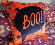 Bedlam Brand Boo Halloween Cushion in Orange