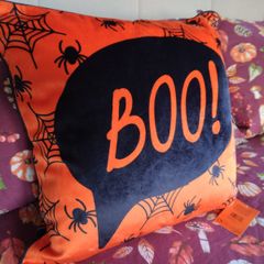 Bedlam Brand Boo Halloween Cushion in Orange