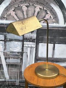 Vintage Mid-Century Brass Banker / Desk Lamp