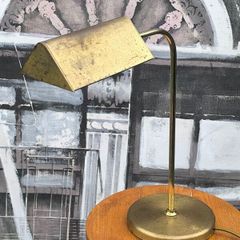 Vintage Mid-Century Brass Banker / Desk Lamp