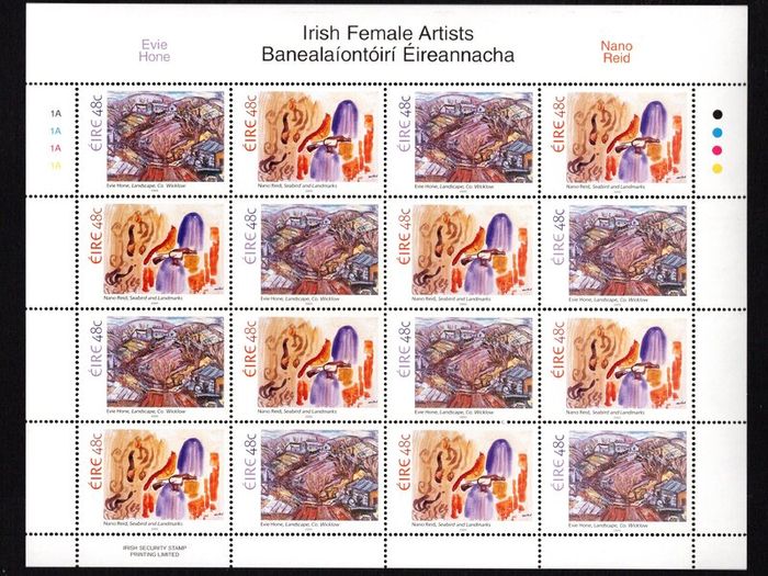 2005 Ireland Irish Female Artists Commemorative Stamps Sheetlet Plate 1A1A1A1A Mint Never Hinged (MNH)