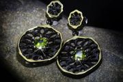 Simple Dangle Earrings for Women Black Gold Filled Tungsten Green Cubic Zirconia Vintage Drops