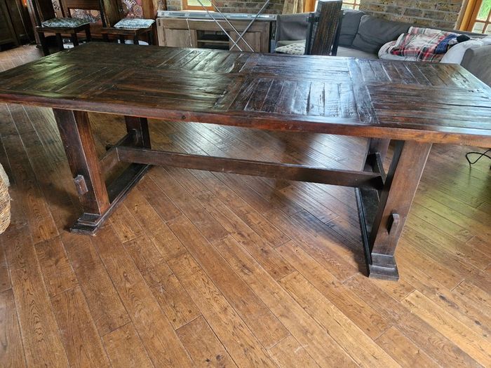 Solid Hardwood Rustic Table & 8 Chairs