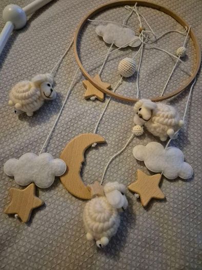 Baby Crib Mobile Sheep, Stars & Moon Theme