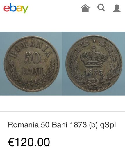 Rare 1873 50 Bani Silver Coin