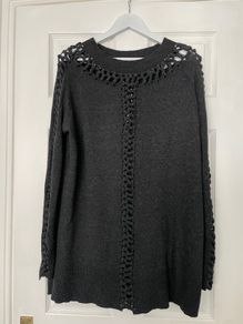 All Saints Oversized Jumper with Lace Detail - Grey