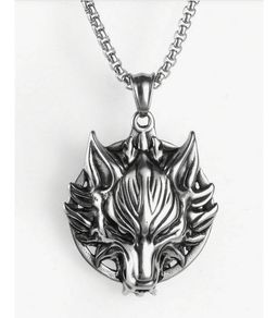 Vintage Style Silver Wolf Necklace