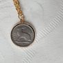 Old Irish threepence coins hare and harp in a gold coloured pendant necklace with FREE STANDARD POSTAGE INCLUDED Image 2
