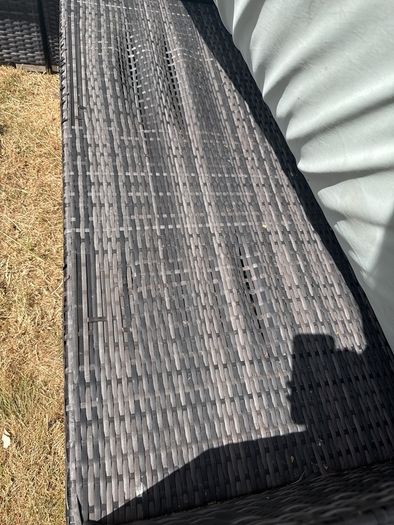 Rattan garden sofa set with glass top table