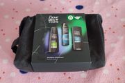 dove men shampoo body wash deospray  set in a reusable bag