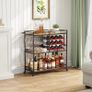 Drink Trolley, Bar Cart with Lockable Wheels, 12 Wine Rack and 3 Rows Glass Holders, Kitchen Serving Cocktail Alcohol Trolley for Dining Livingroom, 3 Tier, 80.2 x 33.2 x 86 cm, Rustic Brown Image 3