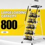 Folding 5-Step Ladder, 800 lbs Capacity Step Stool with Safety Lock, Tool Tray, Non-Skid Wide Steps, Handrail, Household Ladder for Home, Garden, Painting, Outdoor, and Garage Use, White Image 2