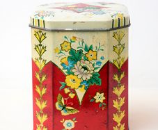Vintage Hexagon Tin Tea Caddy