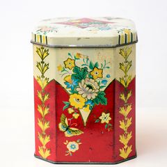 Vintage Hexagon Tin Tea Caddy