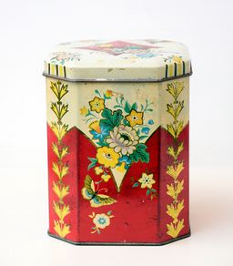 Vintage Hexagon Tin Tea Caddy