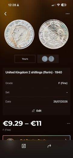 United Kingdom 2 shillings florin 1940