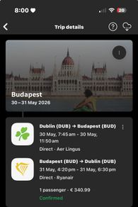 flights from Dublin to Budapest for champions league final
