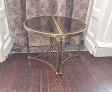 Maison Jansen Hollywood Regency Style Pair of Brass Demi-Lune Side Tables