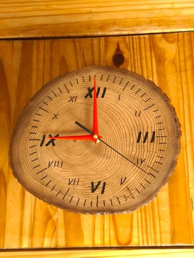 Handmade Wooden Clock Natural Wood Slice Silent Movement