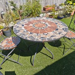 Mosaic Garden Table + 2 Chairs