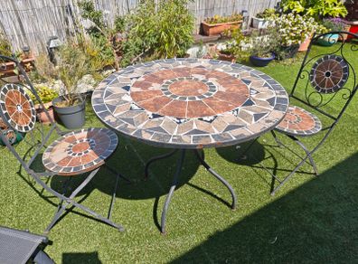 Mosaic Garden Table + 2 Chairs