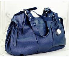 Furla Italian Leather Navy Designer Leather Handbag