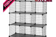 9-Cube Metal Wire Storage Rack, Interlocking Shelving Unit with Metal Wire Shelves, PP Plastic Sheets for Book Shoes Toys Clothes Tools, in Living Room, 93 x 31 x 93 cm MULTIPLE COLOURS AVAILABLE (FREE SHIPPING)