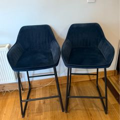 Two EZ Living navy blue bar stools