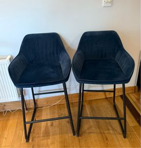 Two EZ Living navy blue bar stools