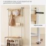 Vintage Coat Rack Stand with Seat 3 Shelves Gold Oak Image 5