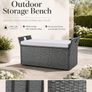 Rattan Garden Storage Bench with Cushion and Seating for Two Image 2