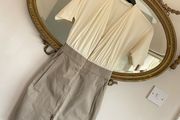 COS Gathered Zip-up Dress Off-white Grey / Brown Knee Length MIDI Size EUR 34 XS