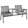 2-Seater Wooden Garden Furniture Bench - Antique Loveseat Chair and Table Conversation Set for Yard, Lawn, Porch, Patio, Grey Image 6