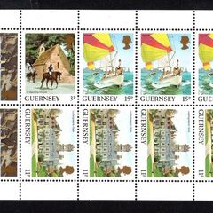 1987 Guernsey GB1 Stamp Booklet Pane (ex cover showing Lukis Observatory, St Peter Port) Mint Never Hinged (MNH)