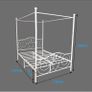 Double Canopy Bed Frame with Vintage Headboard & Footboard, White 135x190cm Double Canopy Bed Frame, 4ft6 Heavy Duty Metal Bed, Heart Scroll Headboard & Footboard, Steel Slats for Bedrooms Image 5