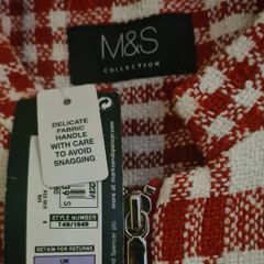M&s Red Mix Coat Size Uk 8 Nwt