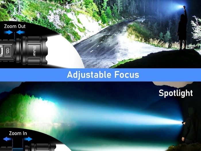 Torch Rechargeable, 500000 Lumens Torches LED Super Bright Flashlight, Adjustable Focus, 5 Modes, 5000 mAh Long Lasting, IP67 Waterproof, Smart Digital Display for Camping, Power Cuts,Emergency