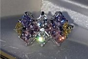 Vintage Sterling Silver Multi-Coloured Sapphire Cluster