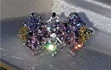 Vintage Sterling Silver Multi-Coloured Sapphire Cluster