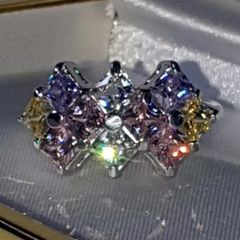 Vintage Sterling Silver Multi-Coloured Sapphire Cluster
