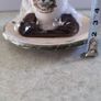 City Of Belfast Arms Small Vase On Wood Holderand Shamrock Saucer. Image 3