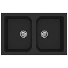 Kitchen Sink Black 76 x 48 x 30 cm Quartz and Resin
