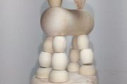 Wooden toy. Movable Puppet Figure. Dog