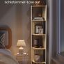 5 Tier Corner Shelf Bookcase with Rattan Side Panels Standing Shelf Metal Frame for Living Room Bedroom Study Kitchen 12.5 x 12.5 x 61.4 inch Image 7