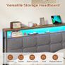 King Size Bed Frame 150x200 with Storage Upholstered Bed Frame with LED Lights & Charging Station Upholstered Storage Headboard/Under Bed Storage/Noise Free (King-150x200cm) Image 7